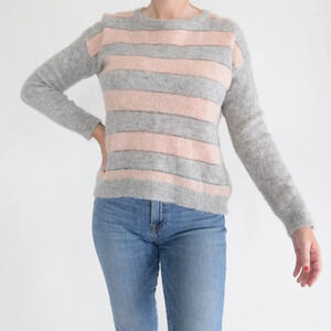 Immagini Grey & Pink Stripe 50% Alpaca  22% Wool Crewneck Sweater M